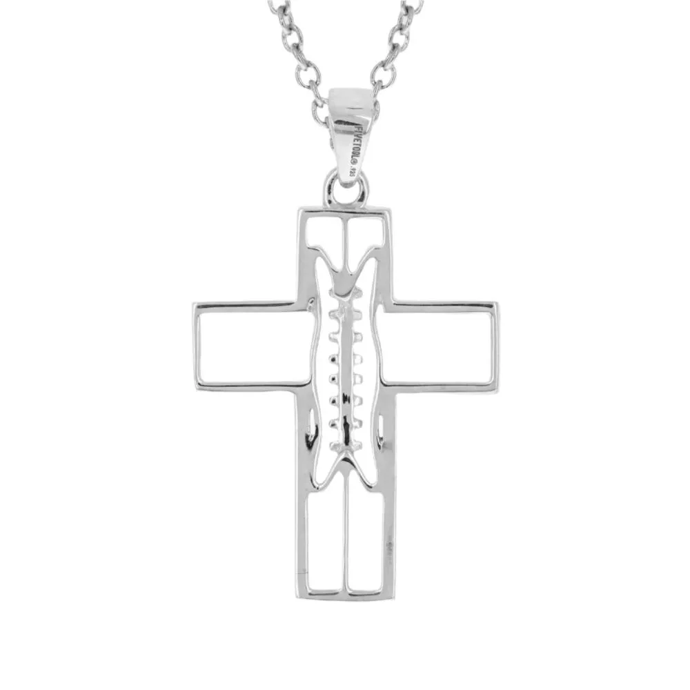 Extra Large Gridiron Football Cross Necklace | Sterling Silver