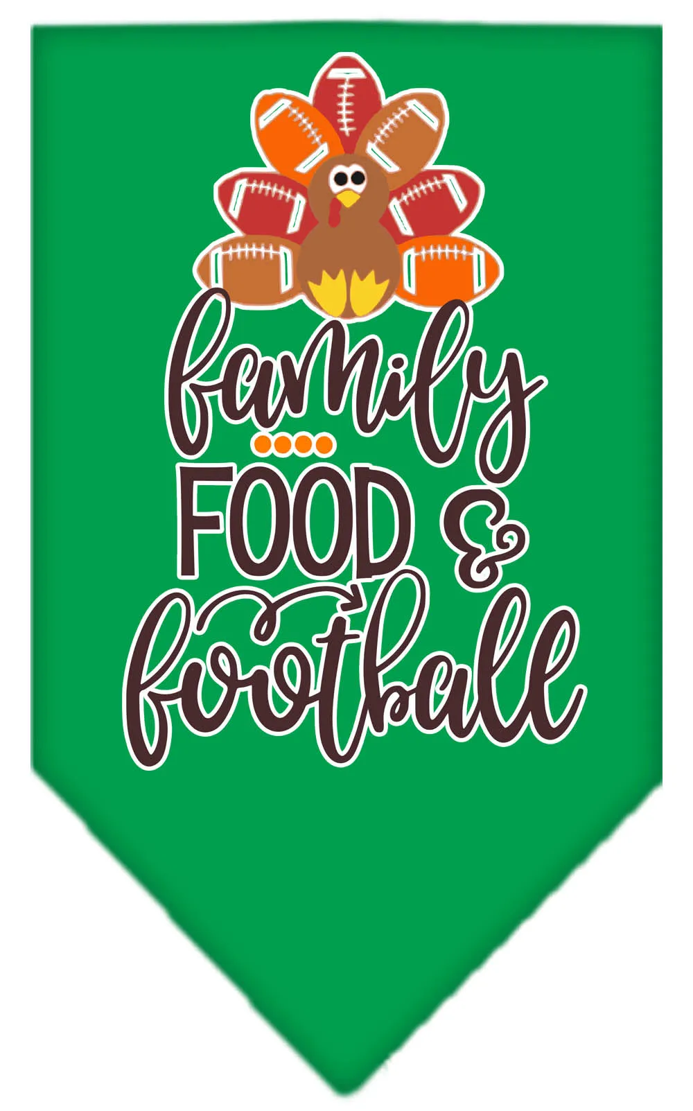 Family, Food, And Football Screen Print Bandana Emerald Green Small