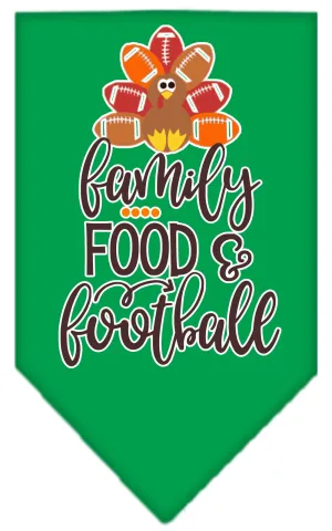 Family, Food, And Football Screen Print Bandana Emerald Green Small