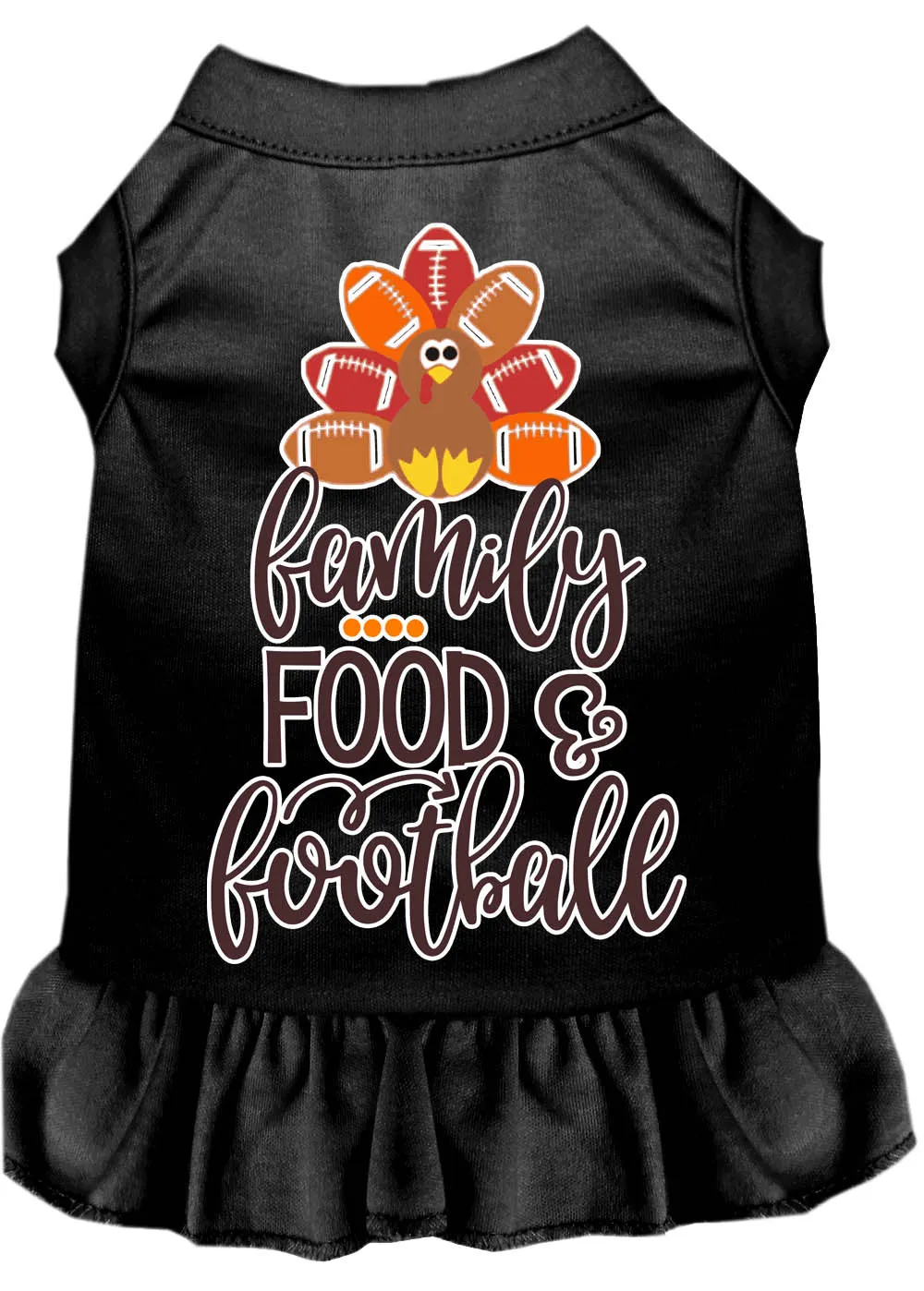 Family, Food, And Football Screen Print Dog Dress Black Lg