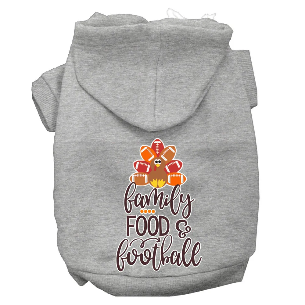 Family, Food, And Football Screen Print Dog Hoodie Grey Xs