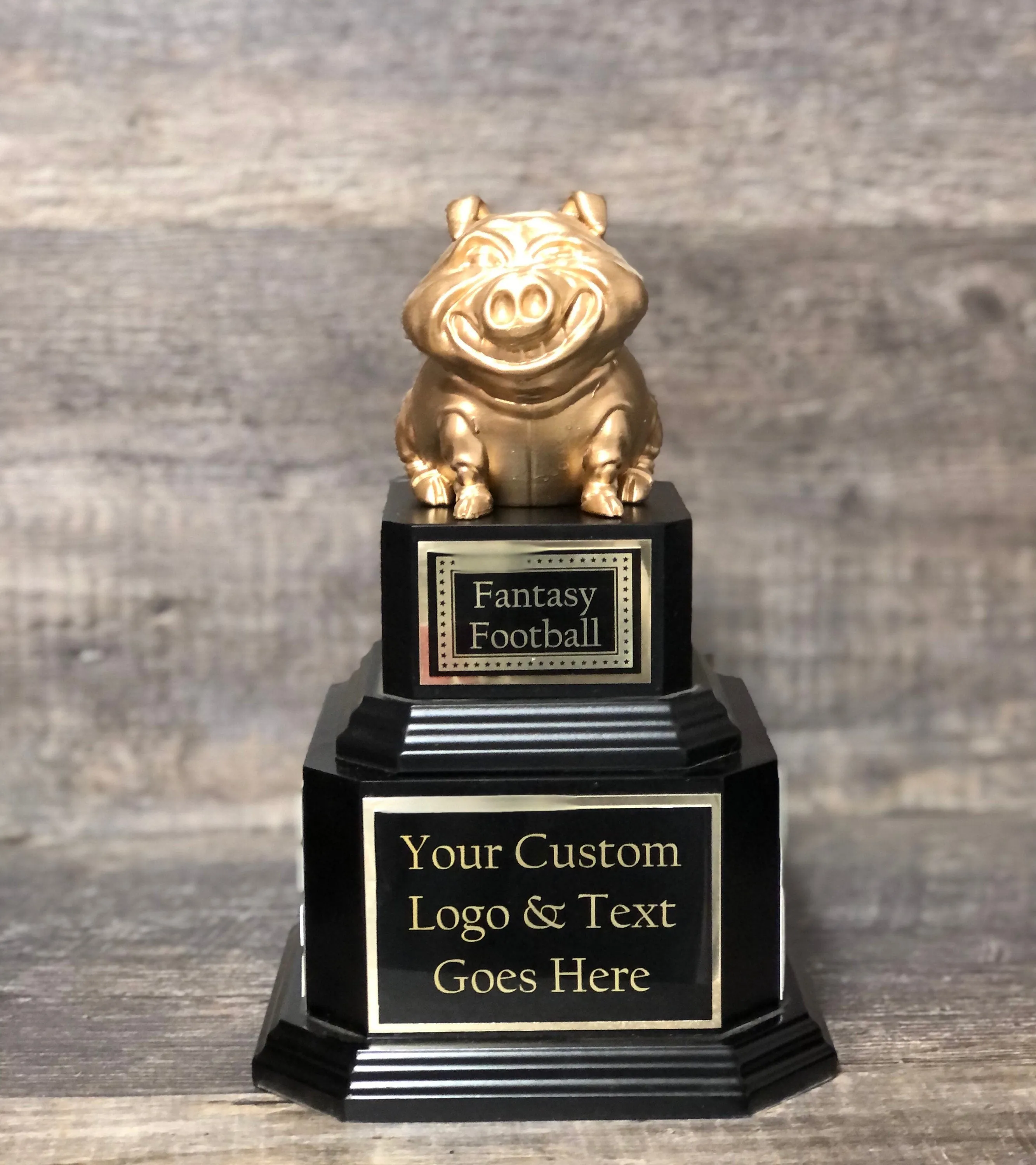 Fantasy Football League Trophy Pig Skin Trophy Award Perpetual FFL Trophy 10.5" Champion / Loser Trophy Football League Sports Award Winner