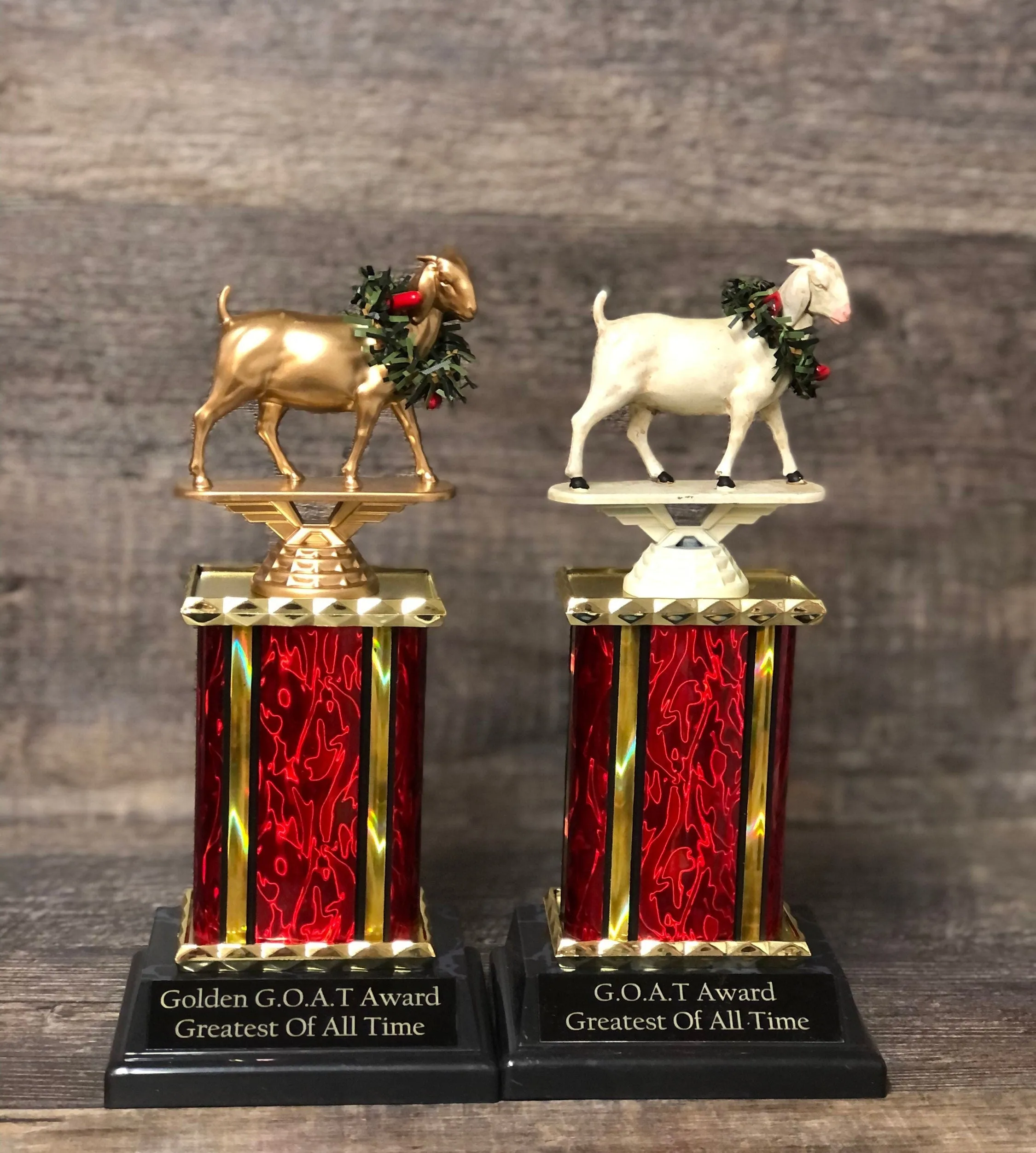 Fantasy Football Trophy Funny GOAT With Wreath Greatest of All Time Award Bragging Rights Best Stats Achievement Award Personalize Winner