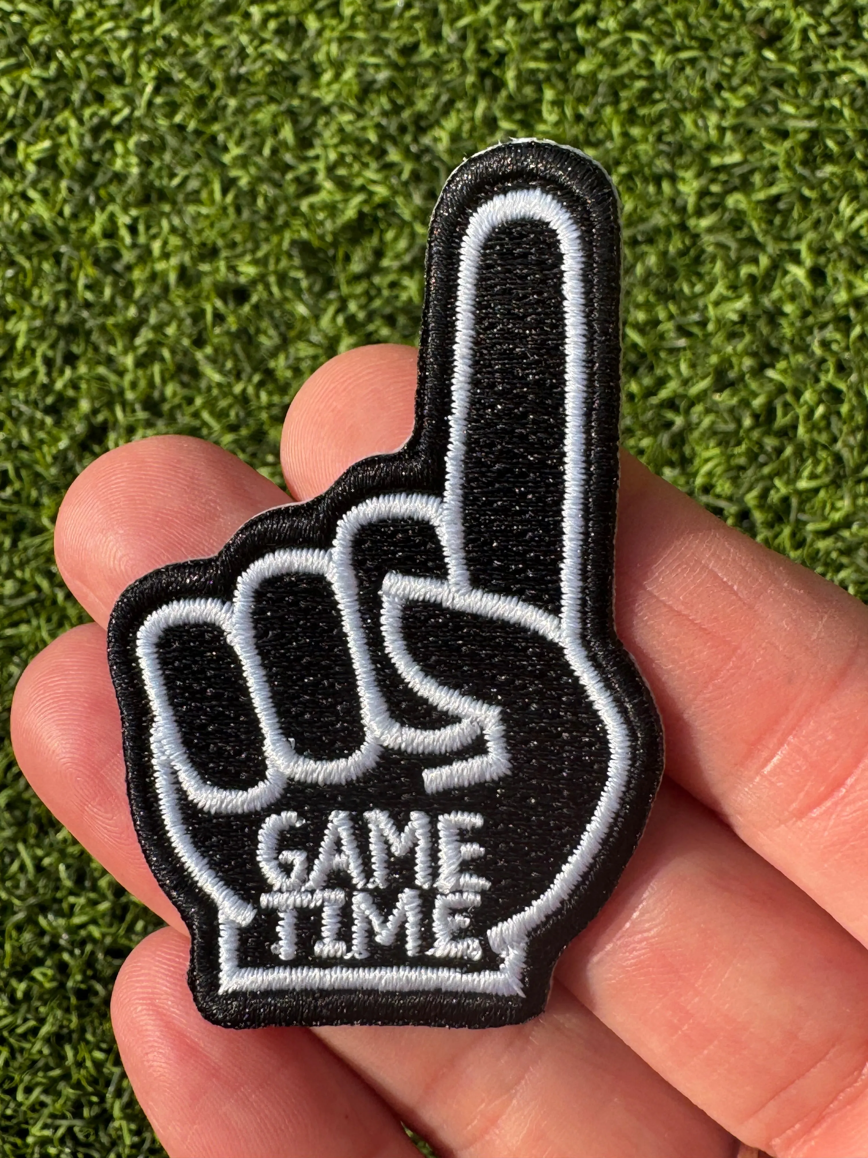 Foam Finger Game Time Iron On Patches