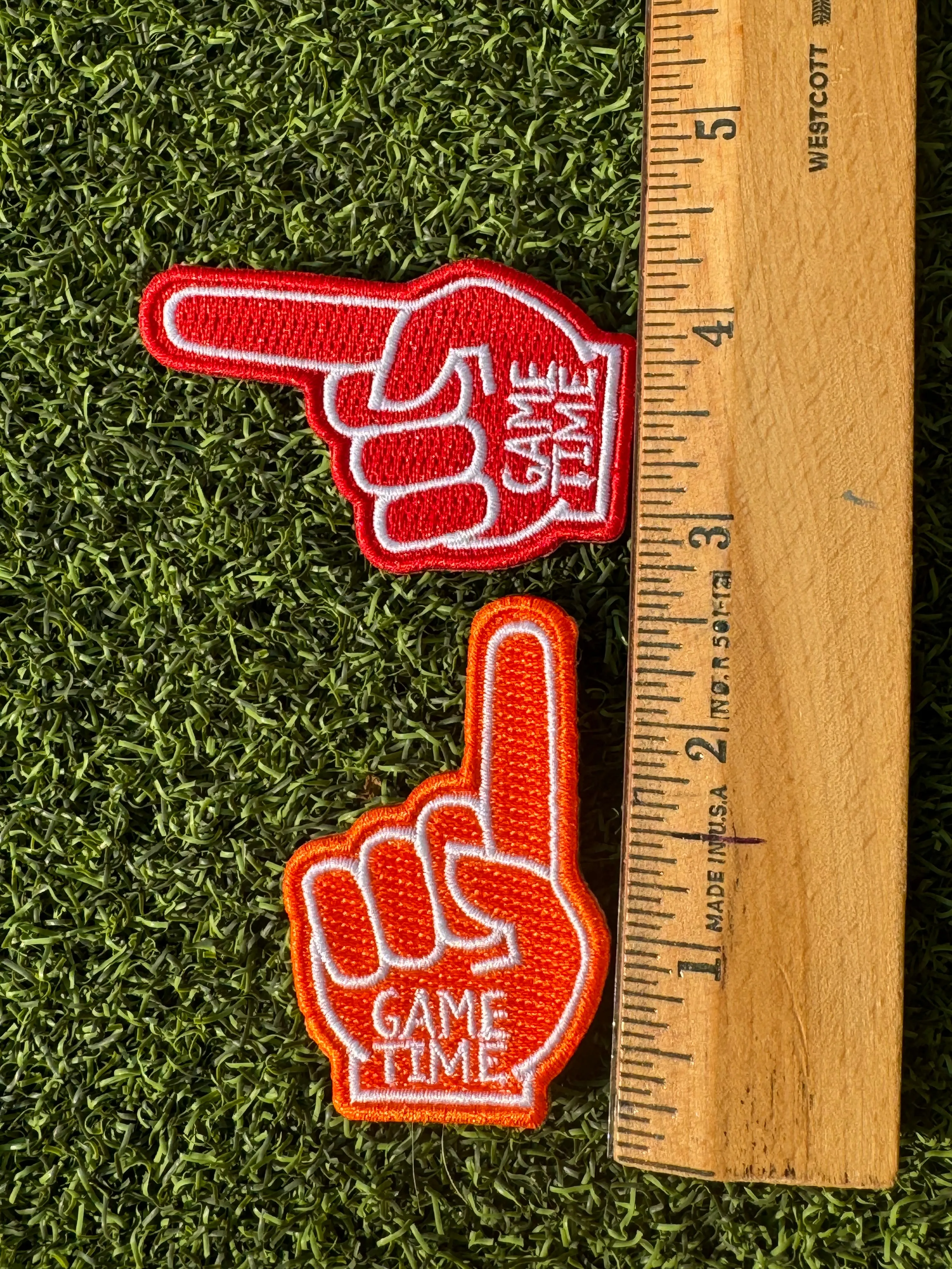 Foam Finger Game Time Iron On Patches