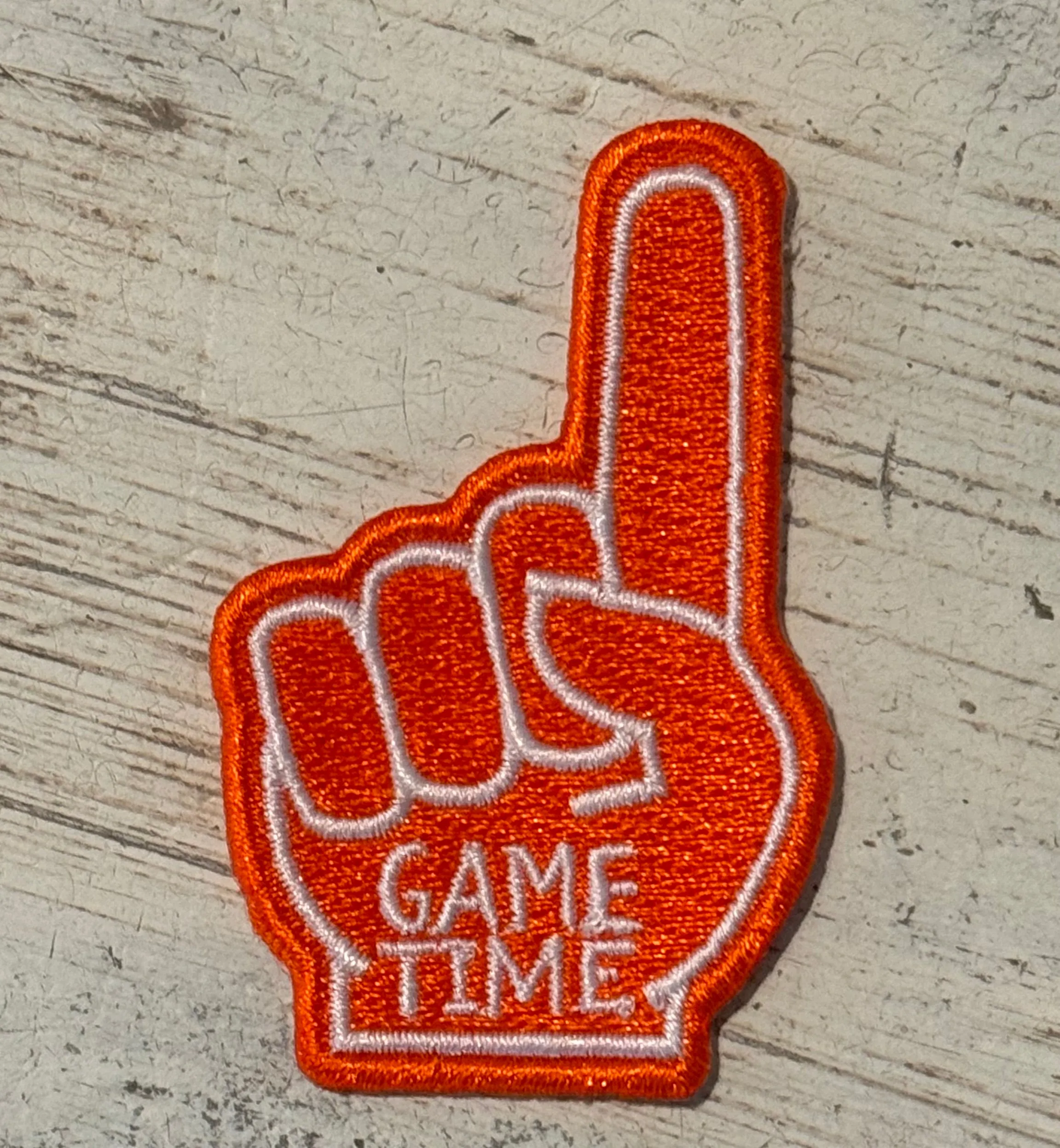 Foam Finger Game Time Iron On Patches