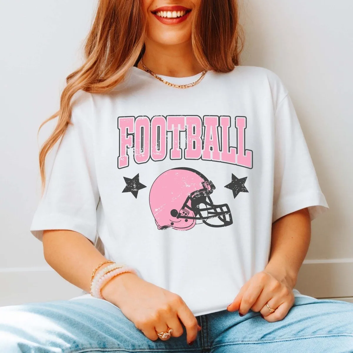 Football Helmet Pink Graphic Tee