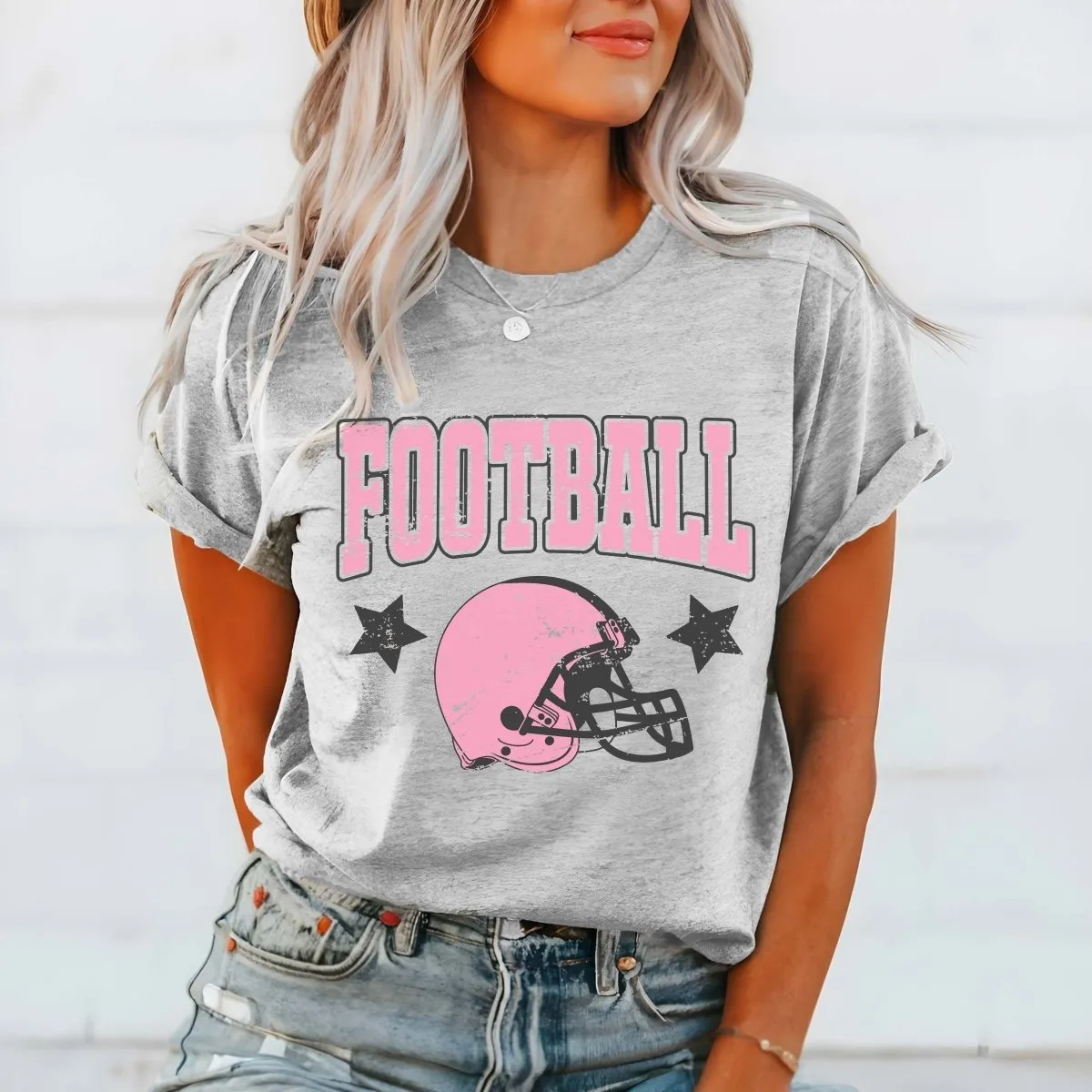 Football Helmet Pink Graphic Tee