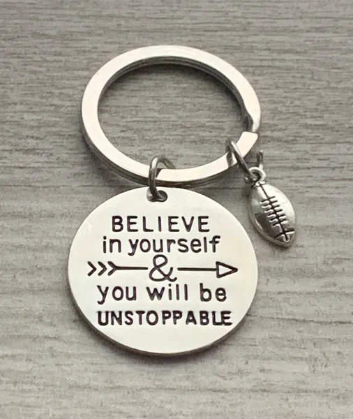 Football Keychain - Believe in Yourself - Pick Style