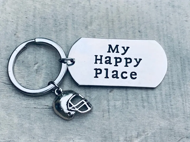 Football Keychain - My Happy Place Charm Keychain - Pick Charm