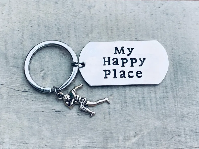 Football Keychain - My Happy Place Charm Keychain - Pick Charm