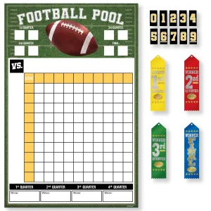 Football Party Supplies - Football Pool Game Kit With Award Ribbons