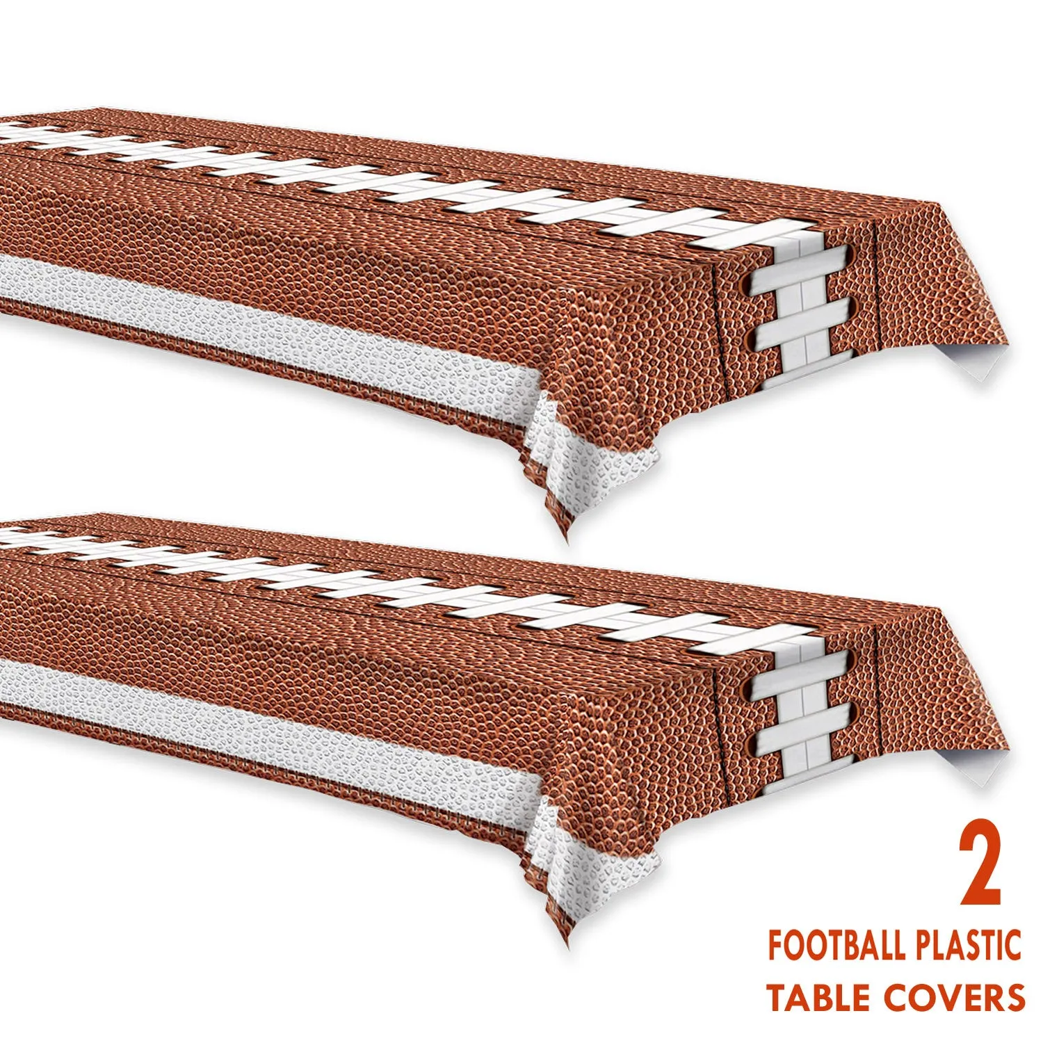 Football Party Supplies - Sturdy Plastic Game Ball Table Cover 54" x 108" (2 Pack)