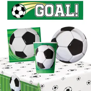 Football Tableware Pack with FREE Banner - For 8 People