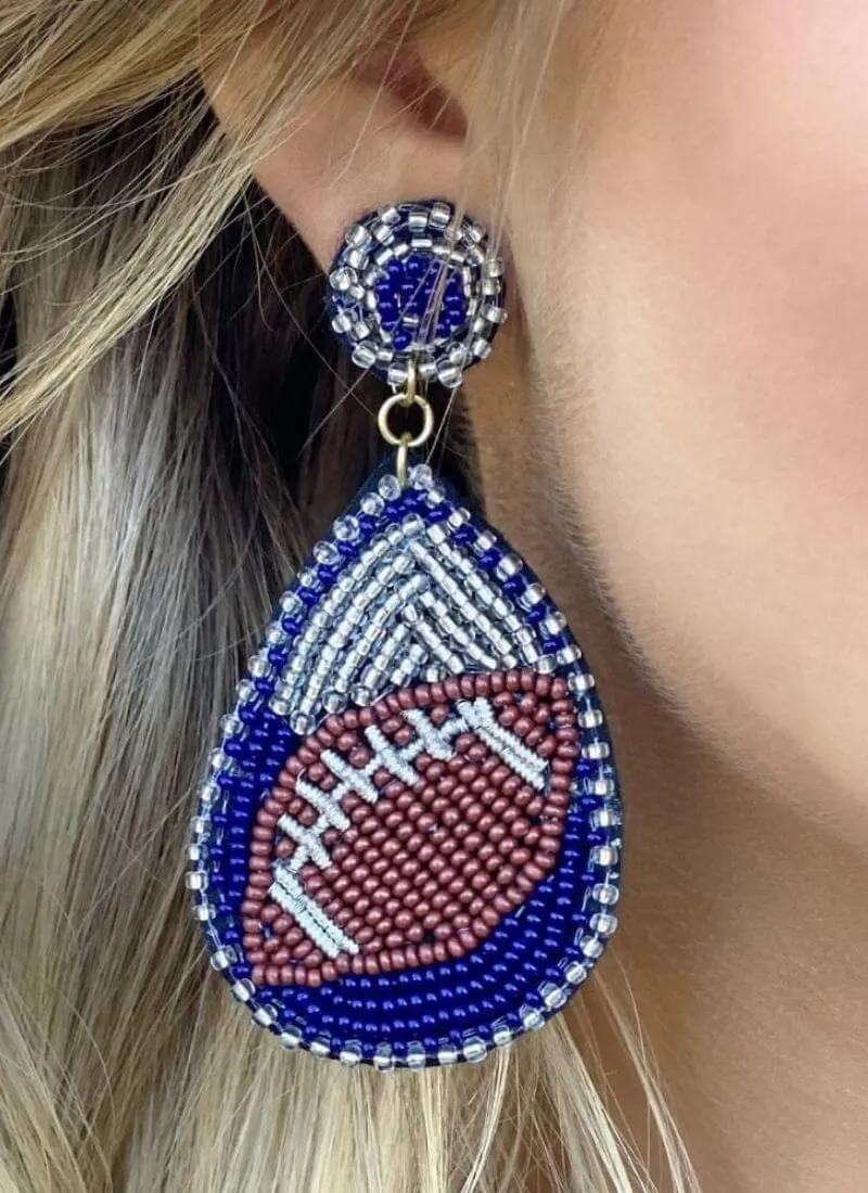 Football Teardrop Bead Stud Earrings