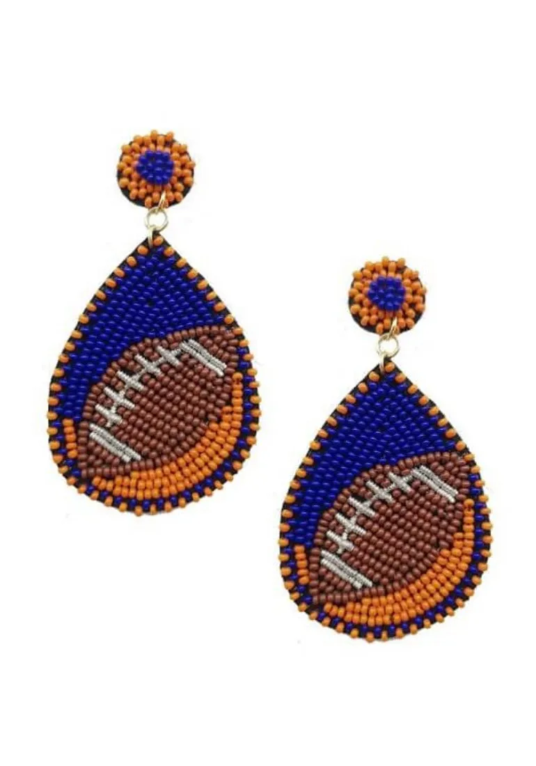 Football Teardrop Bead Stud Earrings