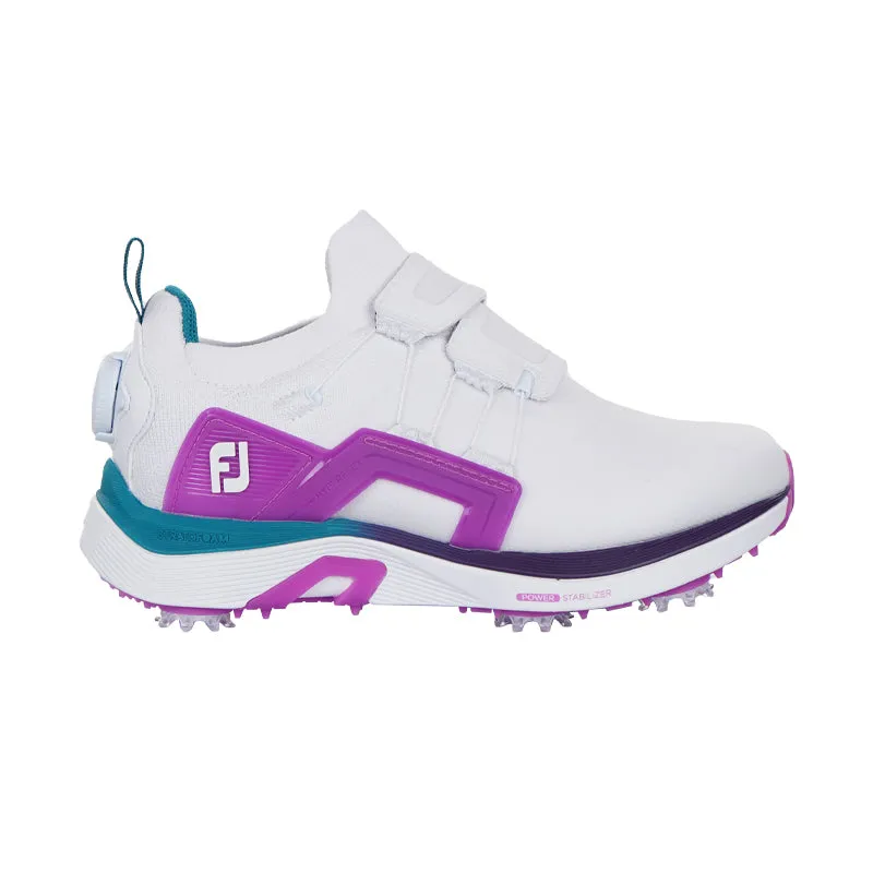 FOOTJOY Hyperflex Women's BOA Spiked Shoes (White/Purple/Teal)