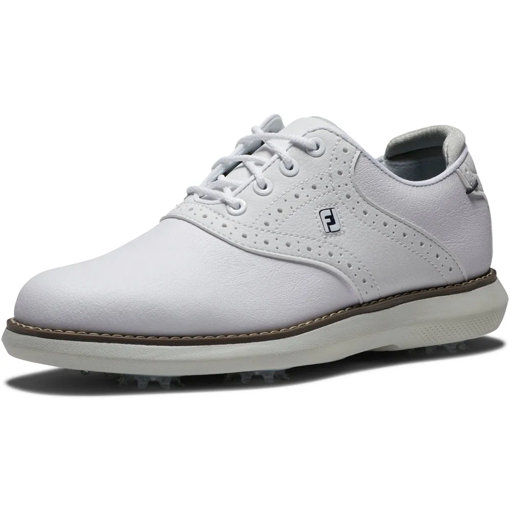 FootJoy Juniors Traditions Spiked Waterproof Shoes - White/Grey