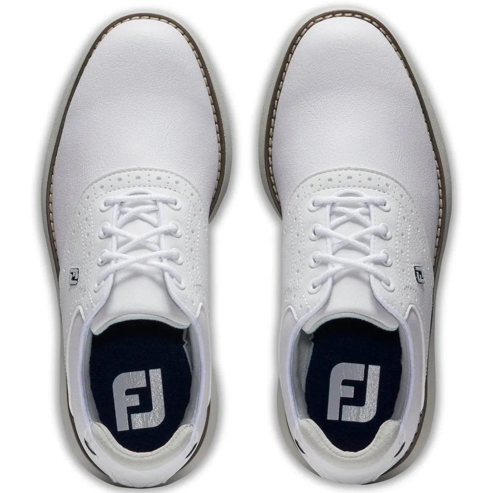 FootJoy Juniors Traditions Spiked Waterproof Shoes - White/Grey