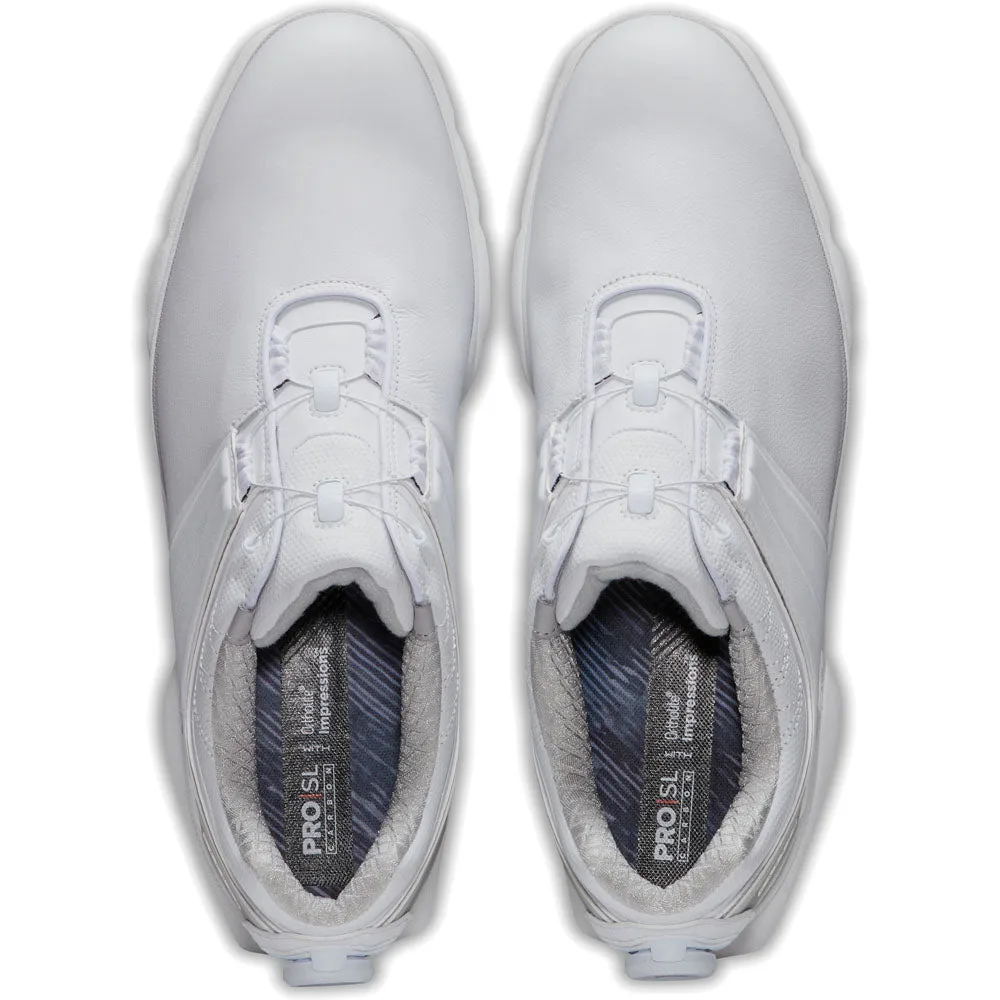 FootJoy Pro SL Carbon BOA Spikeless Shoes - White/Silver