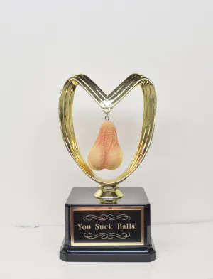 Funny Trophy Fantasy Football Loser Trophy You Suck Balls Last Place FFL Sacko Trophy You've Got Balls Adult Humor Gag Gift Testicle