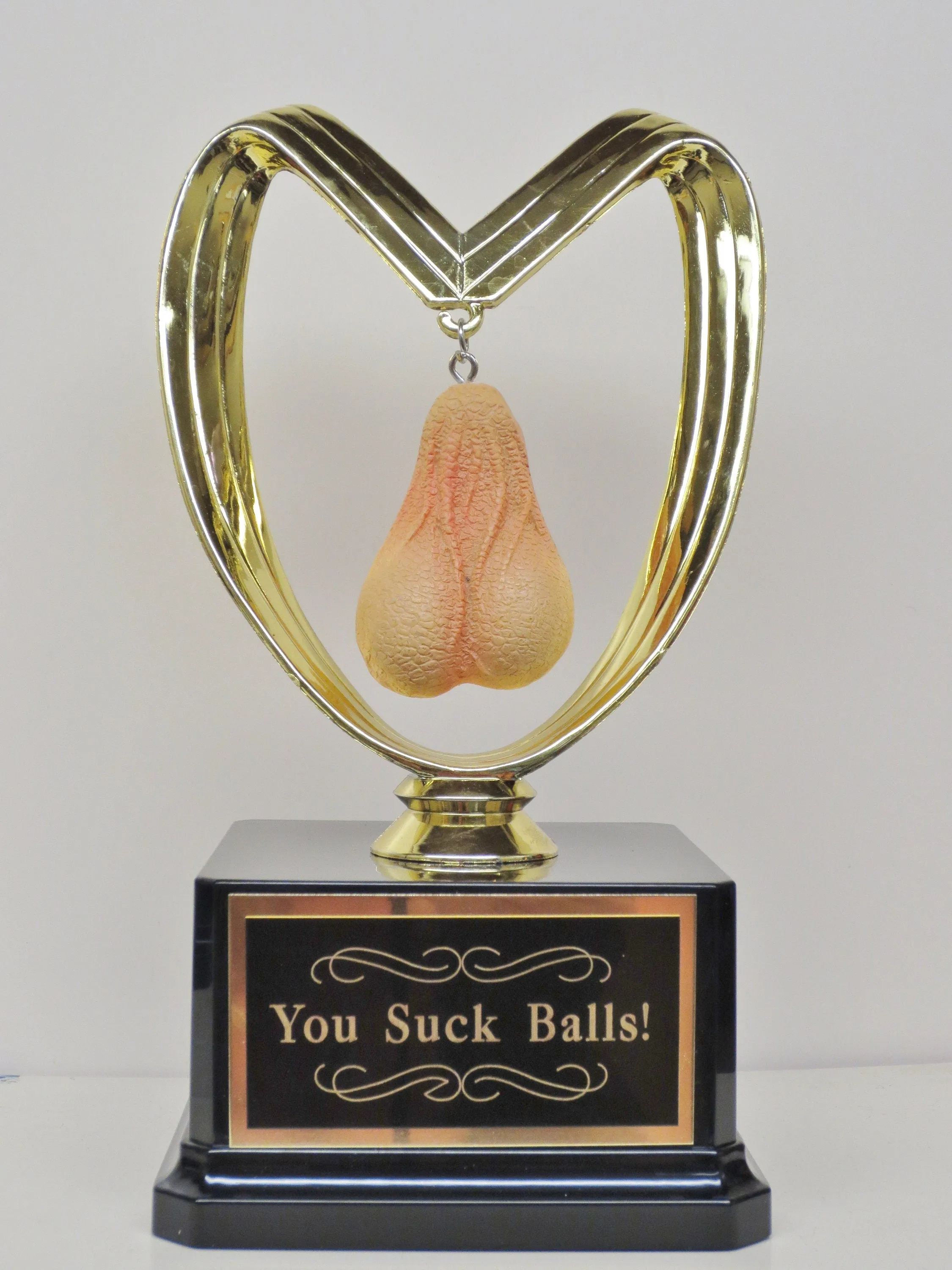 Funny Trophy Fantasy Football Loser Trophy You Suck Balls Last Place FFL Sacko Trophy You've Got Balls Adult Humor Gag Gift Testicle