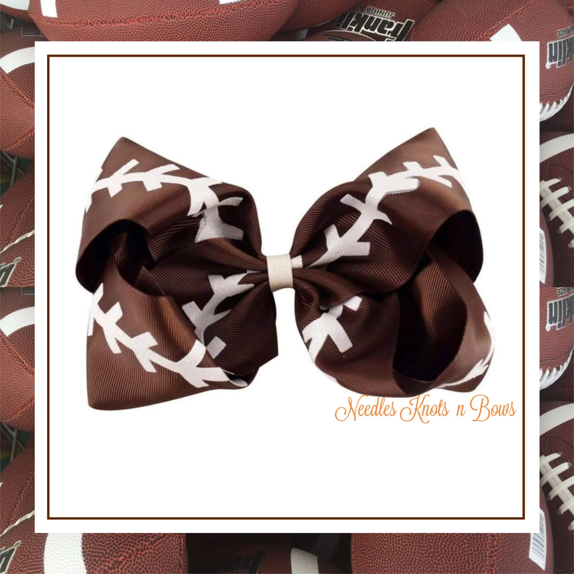 Girls 7" Boutique Football Hair Bow,  Cheer Bow