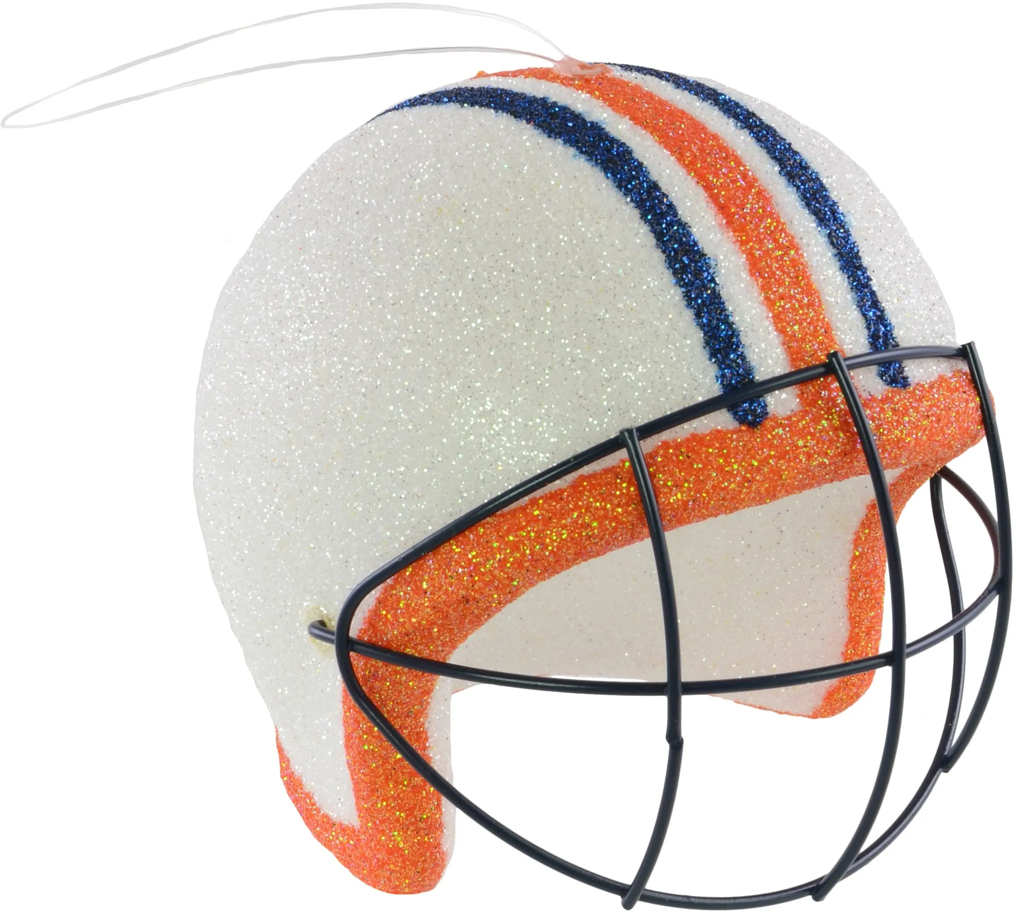 Glitter Football Ornament Assortment: Burnt Orange & Navy (Set of 3)