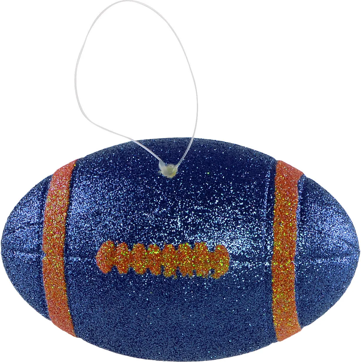 Glitter Football Ornament Assortment: Burnt Orange & Navy (Set of 3)