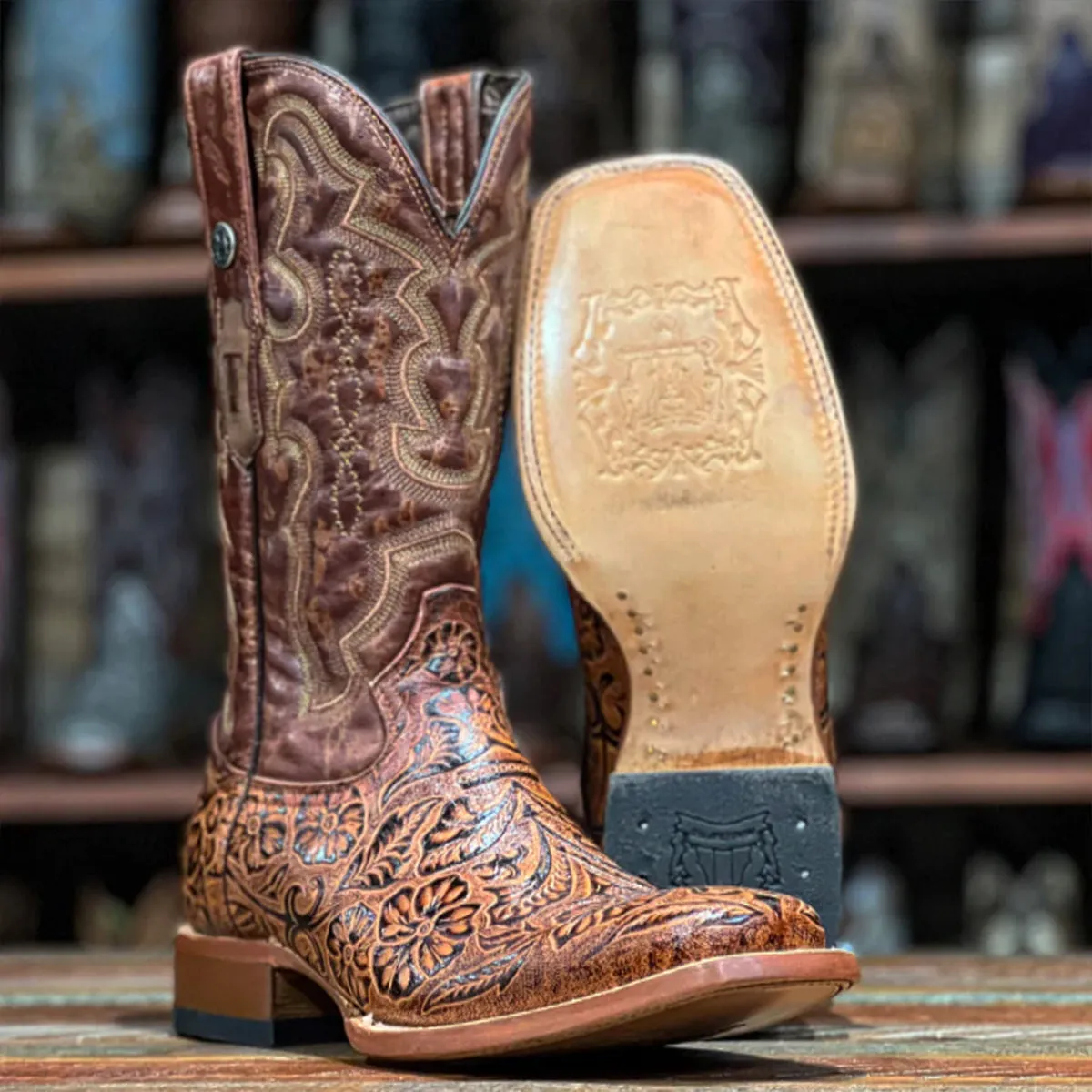 Hand Tooled Cowboy Boots Print