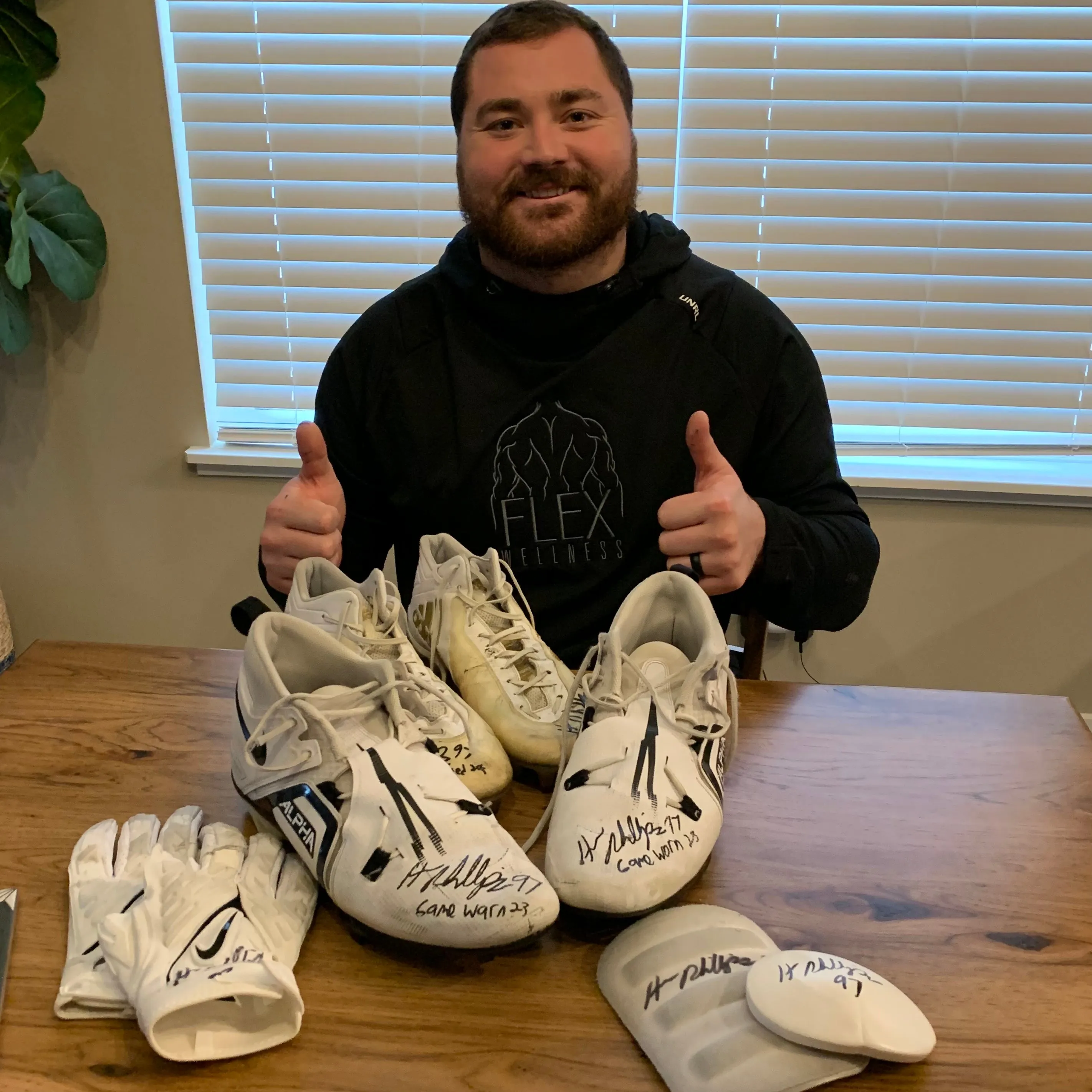 Harrison Phillips Autographed Game Used Gloves and Spikes