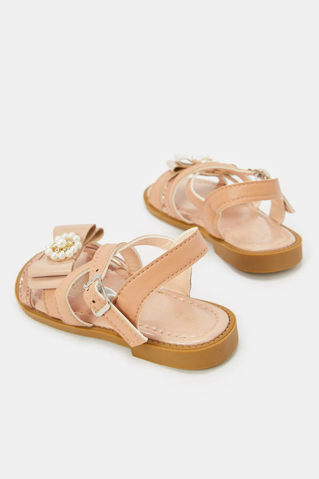 Infant Girls Pink Pearl Trim Sandal