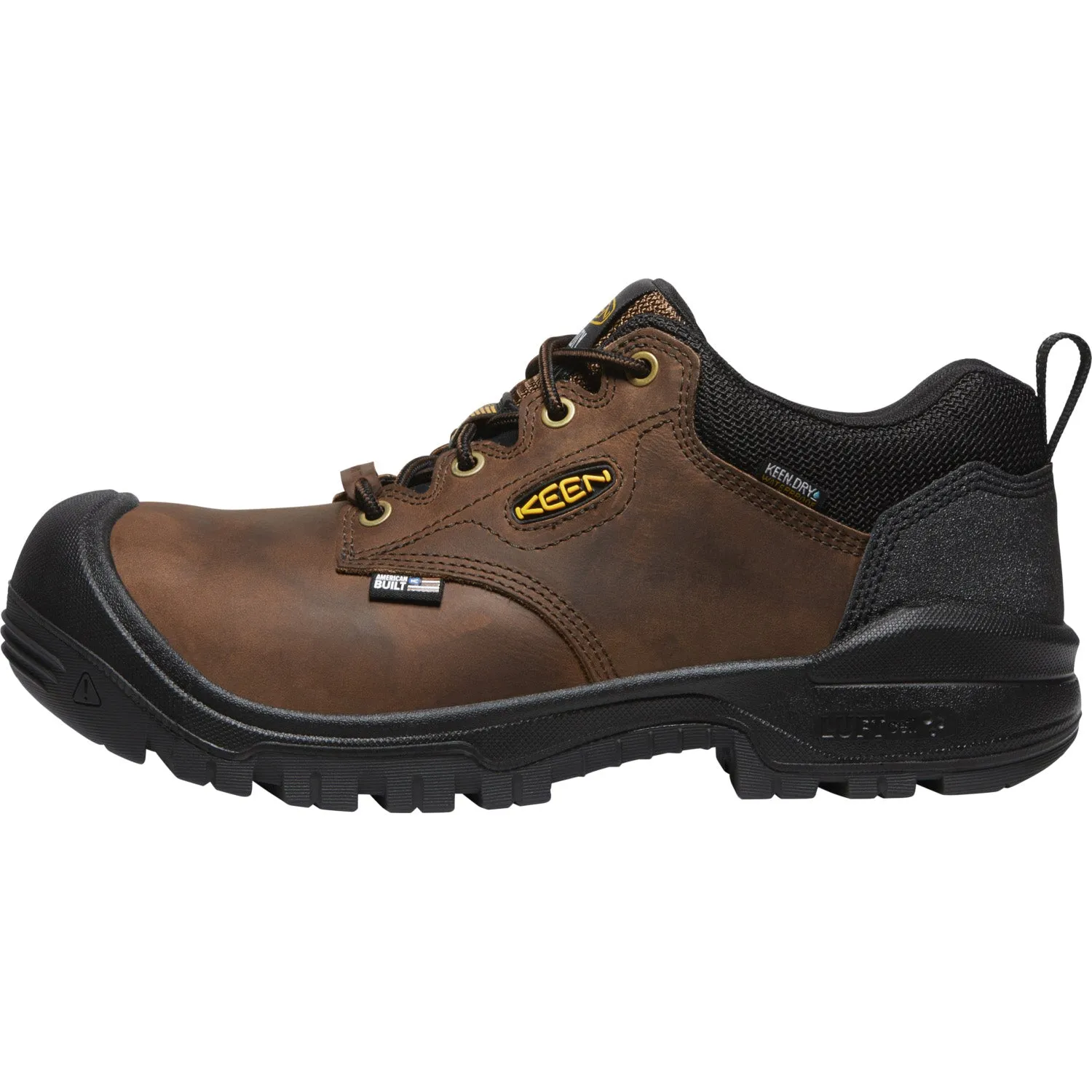 Keen Utility Mens Independence Oxford WP CT Dark Earth/Black Leather Work Shoes