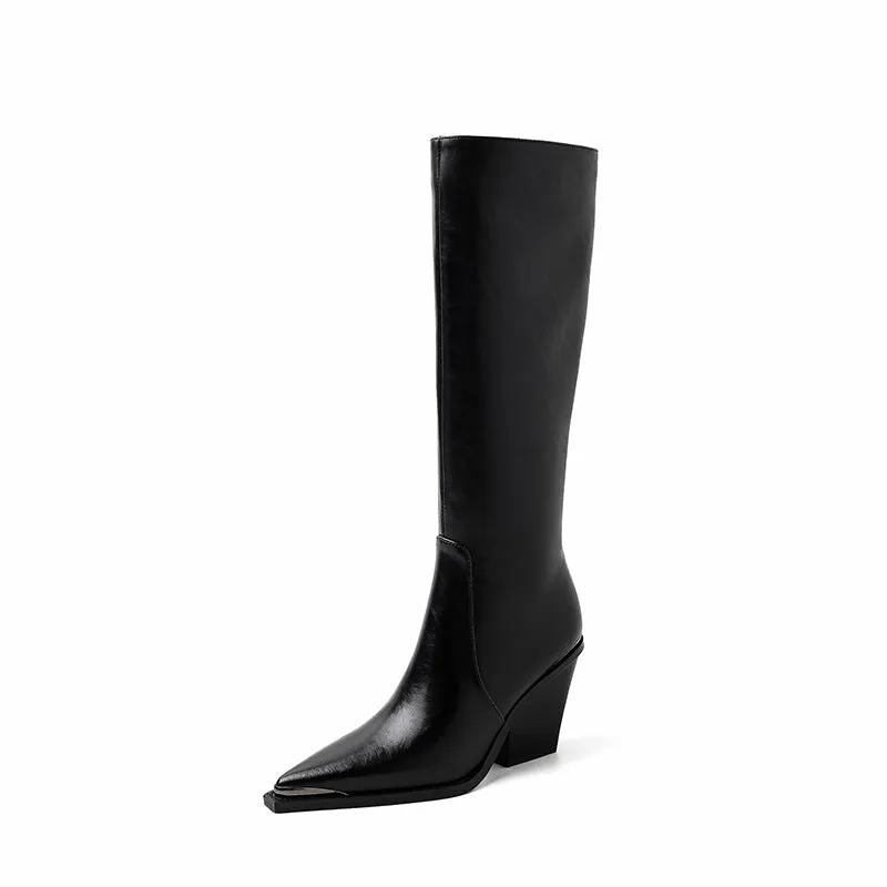 Knightly Elegance Genuine Leather Tall Boots