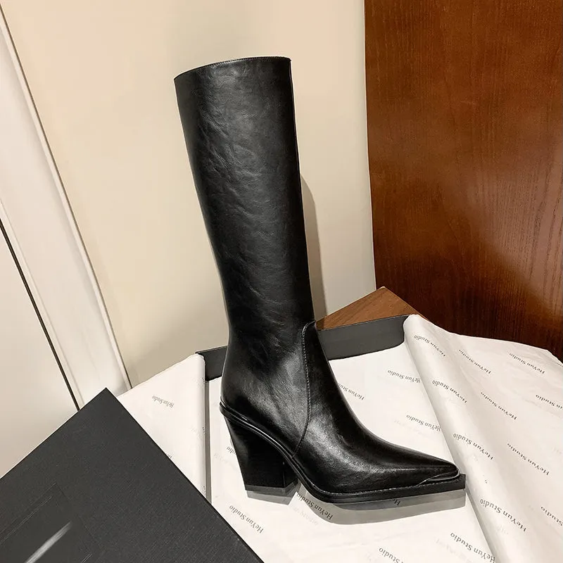 Knightly Elegance Genuine Leather Tall Boots