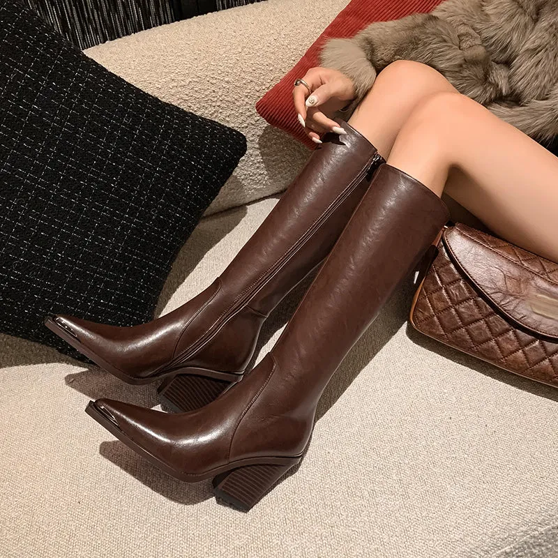 Knightly Elegance Genuine Leather Tall Boots