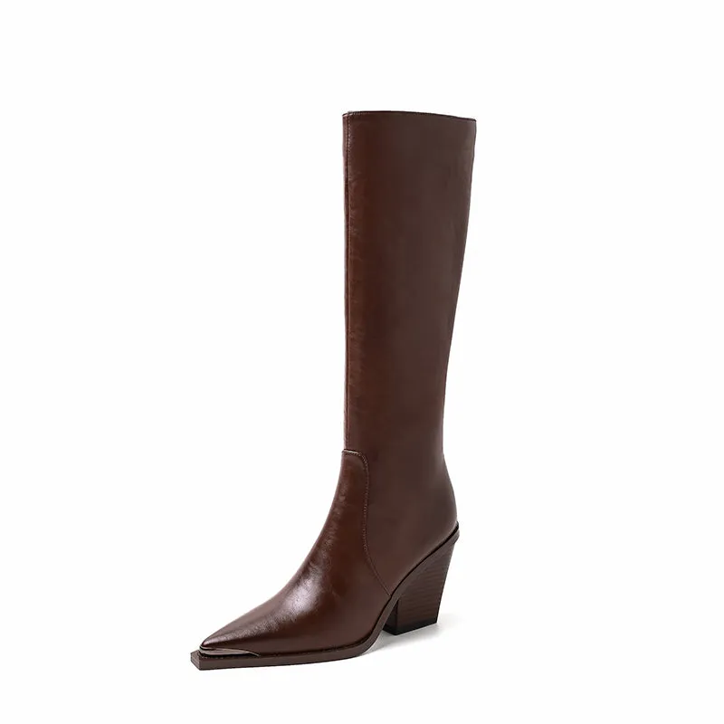 Knightly Elegance Genuine Leather Tall Boots