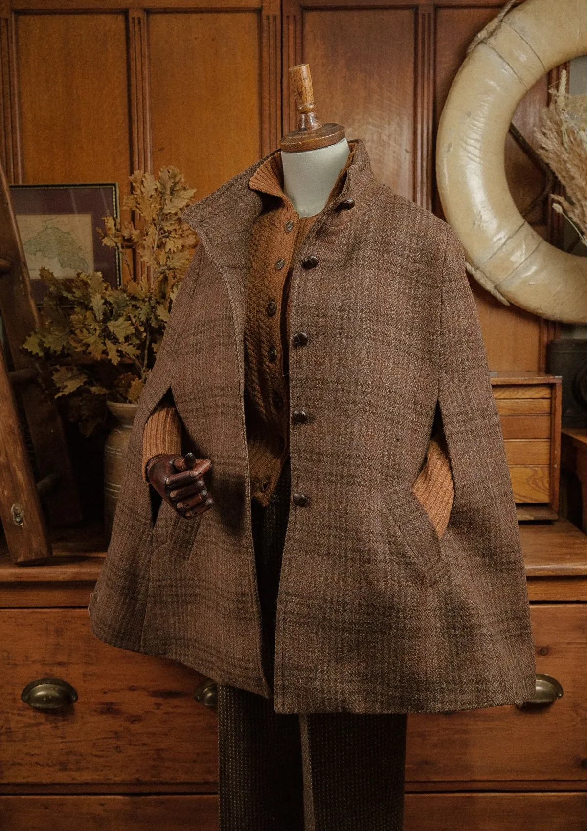 Ladies Amélie Harris Tweed Cape - Autumn Leaf Check