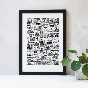 Lewes illustrated black and white print