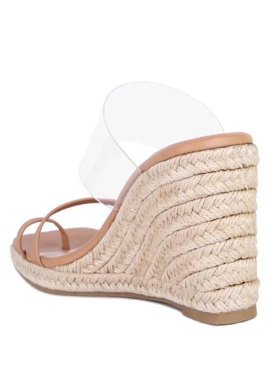 London Rag Clear Path Toe Ring Espadrilles Wedge Sandals