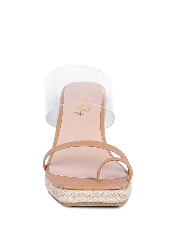 London Rag Clear Path Toe Ring Espadrilles Wedge Sandals