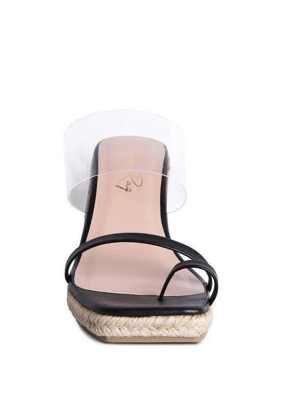 London Rag Clear Path Toe Ring Espadrilles Wedge Sandals