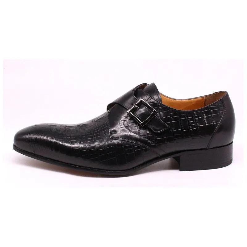 Luxury CrocLeather Pointed Toe Monk Straps