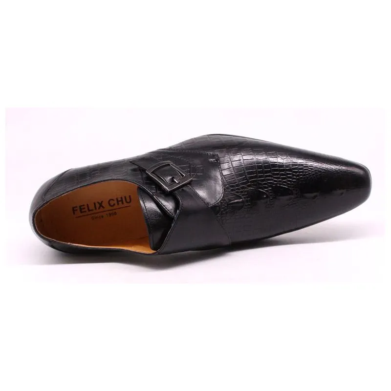 Luxury CrocLeather Pointed Toe Monk Straps