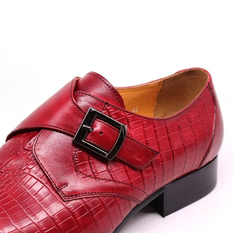 Luxury CrocLeather Pointed Toe Monk Straps