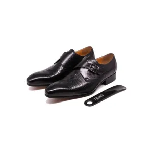 Luxury CrocLeather Pointed Toe Monk Straps