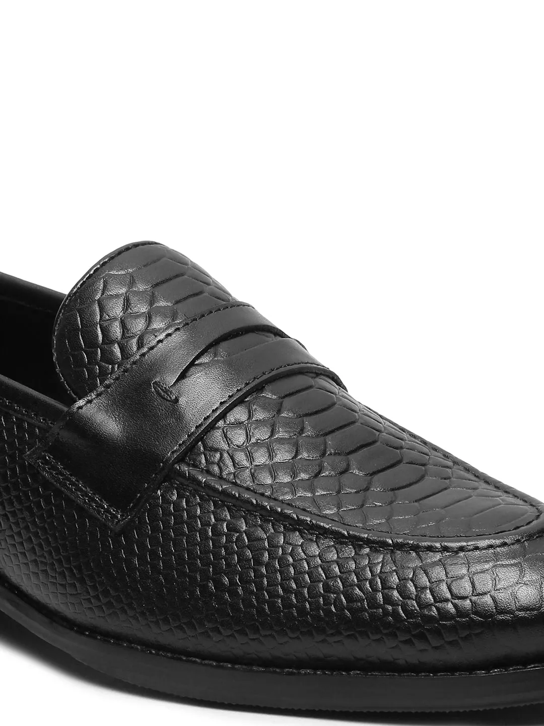 Men's Classic Black Texture Moccasins Leather Shoes