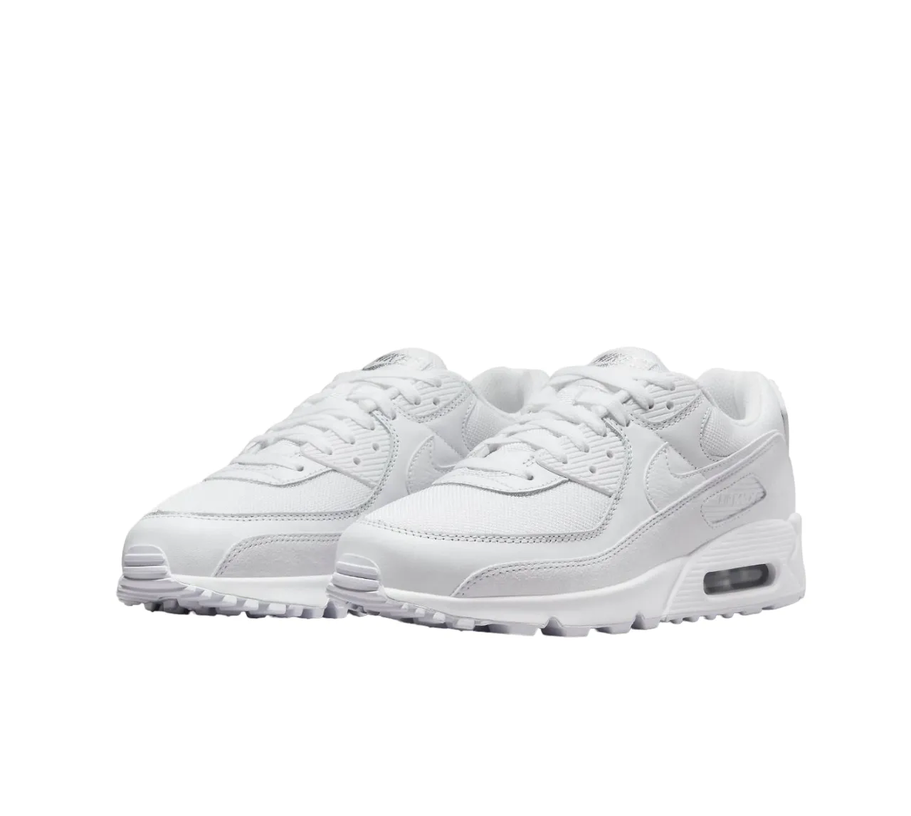 Mens Nike Air Max 90 Premium Triple White Athletic Shoes