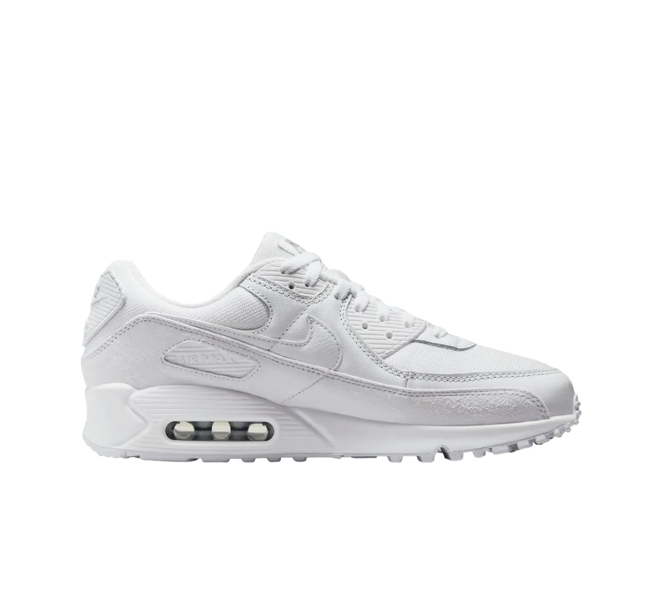 Mens Nike Air Max 90 Premium Triple White Athletic Shoes