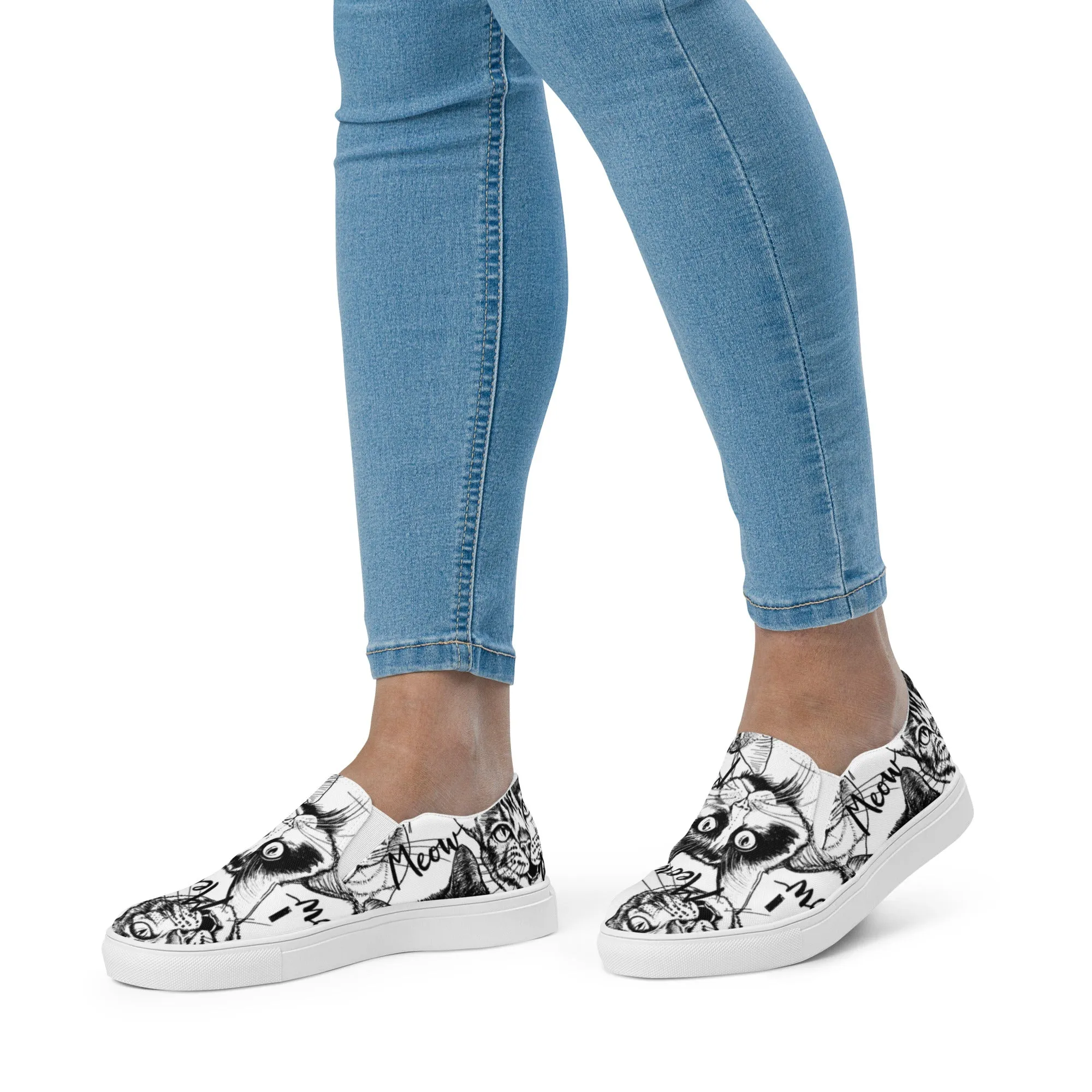 Meow Cat print Women’s slip-on shoes